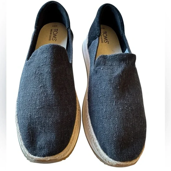 Toms Palma Black Slip-On Shoes Sneakers Textile Women’s 11 MINTY - Picture 2 of 7